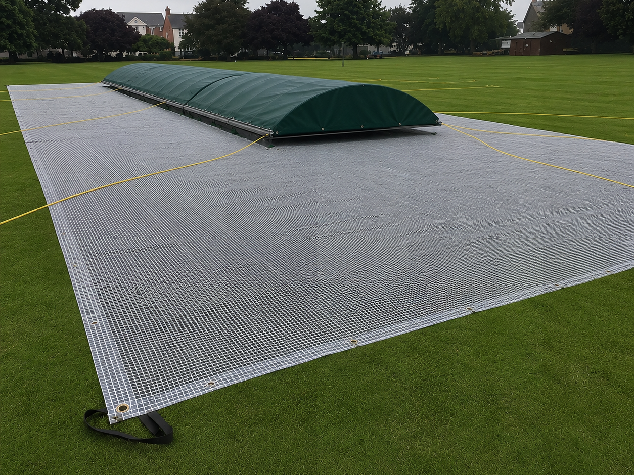 Mobile Cricket Covers with Side Sheets and Bowlers Run-Up Sheets Attached